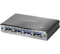 Hub USB 3.0 LogiLink UA0282 boîtier en aluminium, avec LEDs de statut gris sidéral