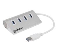Hub USB 3.0 Manhattan 163767 - 4 ports - Boîtier en aluminium blanc