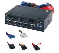 Hub USB 3.0 multifonction 5,25 pouces CF TF M2 SD MS Lecteur de carte CD-ROM Panneau avant Tableau de bord multimédia SATA eSATA o Casque Micro