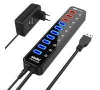 Hub USB 3.0 Multiprise, atolla 11 Ports Hub USB Alimenté AVCE 7 Ports Transfert Données 5Gbps,4Ports Charge Intelligente et des Commutateurs et des LEDs d'alimentation Individuels, Adaptateur 12V/4A