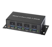 Hub USB 3.0 - RENKFORCE - 4 ports - Boîtier métallique - Commutable individuellement - Montage mural