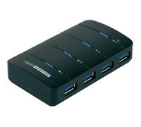 Hub USB 3.0 - RENKFORCE - 4 ports - Ultra-rapide - Compatible Windows Mac Linux - Noir