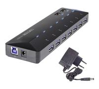 Hub USB 3.0 Renkforce 7+2 ports avec port de charge rapide, avec LEDs de statut noir