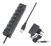 Hub USB 3.0 Renkforce 7 ports commutable individuellement, avec LEDs de statut,