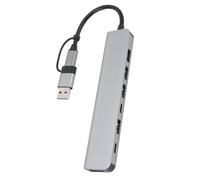 Hub USB 3.0, Répartiteur USB 7 en 1, Extenseur USB pour Ordinateur Portable, Tablette, Téléphone, PC, 1 USB3.0, 4 USB2.0, 2 Ports de Type C, Répartiteur USB en Alliage
