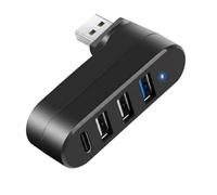 Hub USB 3.0 Rotatif 180° Multiprise Port USB pour Ordinateur Portable Noir | Multiprise USB 3.0 Rotative 180° avec 4 Ports pour PC Portable. Transfert Rapide 5 Gbps et Protection Contre Surintensité