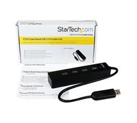 Hub USB 3.0 - StarTech.com - ST4300PBU3 - 4 ports - Câble intégré - Noir