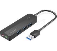Hub USB 3.0 Vention - 6 ports 3x USB-A + 2x Jack 3.5mm 0.15m (Noir)
