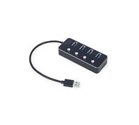 Gembird Hub USB UHB-U3P4P-01 4 ports USB 3.2 Gen 1 Type-A 5 Gbit/s avec interrupteurs Noir