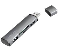 Hub USB 3.1 LogiLink UA0394 boîtier en aluminium, avec lecteur de carte SD intégré, avec LEDs de statut gris sidéral
