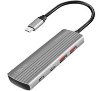 Hub USB 3.1 LogiLink UA0413 4 ports boîtier en aluminium, avec port de charge rapide gris sidéral