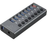 Hub USB 3.1 Renkforce RF-HUB-380 8 ports commutable individuellement, avec LEDs de statut, boîtier en aluminium argent-noir