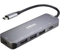 ROLINE Hub USB 3.2 Gen 2, 4X, câble de Connexion Type C