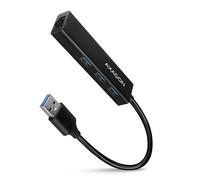 Hub USB 3.2 Gen 1 Axagon HMA-GL3A 3 ports USB-A Gigabit Ethernet RJ-45 lecteur microSD 5Gbit/s noir