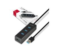 Hub USB 3.2 Gen 1 Axagon HUE-S2BL - 4 Ports Type-A 5000 Mbit/s, Boîtier Plastique Noir, Câble 1.2m, Compatible Windows/macOS/Linux