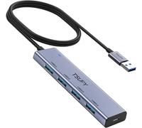 Hub USB 3.2 Gen 2, Data Hub USB 3.2 avec Câble de 120cm de Long, 4 Ports USB 3.2 Gen2 avec 1 Port Type-C pour Alimentation, Compatible avec PC, Macbook Pro, Macbook Air, iMac, Surface Pro 3,iPad