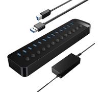 Hub Usb 30 Alimenté 13 Ports 60W Multi Usb Hub, Aluminium Commutateurs Individuels Et 12V/5A Adaptateur Alimentation Avec Desktop Computer, Pc, Imac, Mobile Hdd, Flash-Laufwerk, A[ZHB0103]