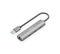 Hub USB 4 en 1 - AISENS - 3xUSB Type-C - 1xRJ45 - Gris - 15 cm - USB3.0 à Ethernet Gigabit