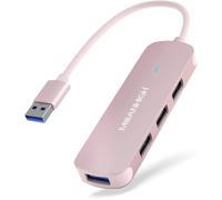 Hub Usb 4 Ports Avec Usb 3.0, Usb 2.0, Extenseur De Ports Usb Multiples Pour Ordinateur Portable, Macbook, Surface Pro, Xps, Pc, Clé Usb, Disque Dur Mobile (Usb-A-Rose)[HUB6110524]