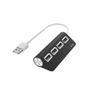 Hub USB, 4 ports, USB 2.0, 480 Mbit/s, noir