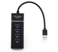Hub USB 4 ports USB 3.0 avec câble intégré, adaptateur multi-USB pour PC, Mac, ordinateur portable, transfert de données ultra rapide 5 Gbit/s, design compact Plug and Play