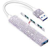 Hub USB 4 ports USB 3.0 avec strass et port de charge pour MacBook Pro iMac Samsung Galaxy Note 10 S10 S9 LG Google Chromebook Pixelbook Dell XPS Oculus Rift