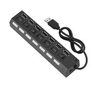 Hub USB 480 Mbps 7 Ports, Pas de conflit Plug and Play 7 Ports USB 2.0 Hub Adaptateur, répartiteur de hub avec interrupteurs d'alimentation individuels Marche/arrêt pour Souris/imprimante/Scanner