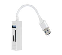 Hub USB 5 en 1 avec 3 Ports USB et Lecteur de Carte SD Micro-SD LinQ Argent