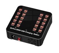 Hub USB 60 Ports 300W Chargeur Secteur Intelligent avec Gestion Centralisée des Câbles pour Domicile Bureau Université Voiture Adaptateur Portable Sécurisé 16,5x16.5x5.12 Cm