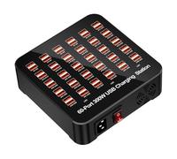 Hub USB 60 Ports 300W Chargeur Secteur Intelligent avec Gestion Centralisée des Câbles pour Domicile Bureau Université Voiture Adaptateur Portable Sécurisé 16,5x16.5x5.12 Cm