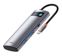 Baseus HUB Metal Gleam Series 7-in-1 Multifunctional (Type-C to 2X USB 3.0, PD 100W / HDMI 4K 30Hz / RJ45 1Gbps, Type-C Basic) Gray (WKWG020113)