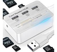 Hub USB 7 en 1, lecteur de carte, lecteur de carte mémoire, hub de données USB 2.0, lecteur de cartes avec 5 ports SD, MMC, MS, TF, M2, adaptateur USB, répartiteur USB, hub de données USB pour