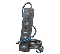 Hub USB 7 Ports 3.2 Gen1, hub USB 3.0 avec câble de 100 cm et Port d'alimentation 5 V, hub USB pour Ordinateur Portable, MacBook Pro/Mini, Surface Pro, Appareil Photo et Plus Encore.