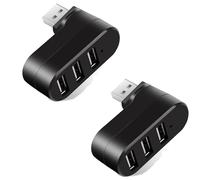 Hub USB à 3 ports [rotatif à 90°/180°], lot de 2 adaptateurs répartiteurs USB A multiports avec 3 ports USB, rallonge USB pour MacBook, ordinateur portable, voiture, iMac, clé USB, imprimante