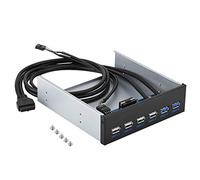 Hub USB à 6 ports, 4 ports USB 2.0 + 2 ports USB 3.0 baie de lecteur 5,25 pouces avec connecteur 9/19 broches pour ordinateur de bureau Multi connexion