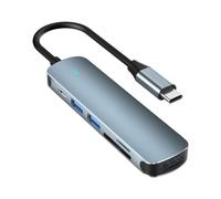 Hub USB - Adaptateur USB portable | Hub de de données | Compact 6 en 1 10,8 x 2,88 x 1,15 cm avec PD3.0 100 W Plug 2.0/3.0 TF pour bureau, ordinateur portable à la maison