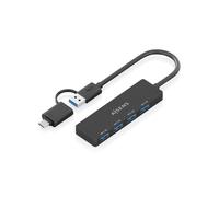 Hub USB - AISENS - A109-0987 - 4x USB 3.0 - USB-C+USB-A mâle - Câble 15 cm