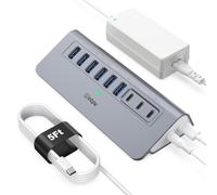 Hub USB alimenté 10 Gbit/s, intpw YH6AC Hub USB 9 ports avec USB A/USB C 3.2 10 Gbit/s, 4 ports USB 3.0, 2 ports de charge PD 45 W, adaptateur d'alimentation 65 W + câble de 1,5 m, hub USB en