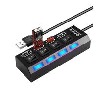 Hub USB Alimenté Expandateur de Ports Multiples | Concentrateur USB Polyvalent Avec Bouton Indépendant pour Maison Configuration Espace Coworking Photographie