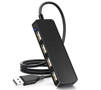 Hub USB avec câble d'extension de 100 cm, 4 ports répartiteurs USB, adaptateur USB fin, rallonge USB pour souris/clavier/lecteur de cartes/clé USB/imprimante, compatible avec ordinateur portable/PC