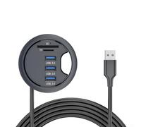 Hub USB avec œillet pour connecter facilement plusieurs appareils tout en transférant des données à des vitesses allant jusqu'à 5 Gbit/s (noir)