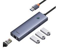 Hub USB - BASEUS - UltraJoy - 3 x USB 3.0 - 1 x RJ45 - Gris sidéral