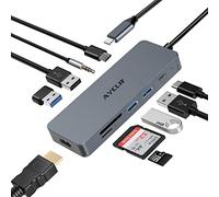 Hub USB C 10 en 1, Adaptateur USB C, avec Sortie HDMI 4K, Surface Pro 8, appareils de Type C (3.5mm Audio, PD 100 W USB 3.0 TF Lecteur de Carte)