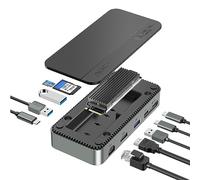 Hub USB-C 10 en 1 Avec Boîtier SSD M.2 NVMe - Adaptateur Multiport Avec Port 3.2-A/C, HDMI 4K @ 60 Hz, 100 W PD, SD/TF, Gigabit Ethernet, Lecteur SSD M.2 NVMe/SATA