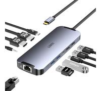 Hub USB-C (10 en 1) double 4K HDMI 100 W PD à charge rapide Extension HDMI USB A3.0 × 2 USB C3.0 × 1 5 Gbit/s Transfert de données USB 2.0 × 2 3,5 mm Audio 1000 Gbit/s Port Ethernet Station d'accueil