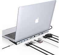 Hub USB C, 10 en 1 Station d'accueil USB-C pour Ordinateur Portable à Trois Écrans pour Macbook et Windows(HDMI 4K, VGA, PD 100W, Ethernet, SD/TF Card Slot, 2 Ports USB, 3.5mm Audio)