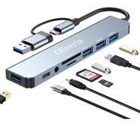 Hub USB C 3.0, 8 en 2 USB Hub 3.0 Multiport Lecteur de Carte SD & TF, Ports USB 3.0 et USB 2.0, Ports Audio 3,5 mm, hub USB Type C MacBook Air/Pro, Galaxy, iPad, Windows, etc