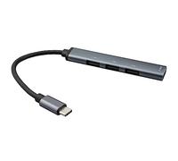 Hub USB-C 3.0 à 4 compartiments - Aluminium - 1 prise USB-C 3.0 - 3 ports USB-A 2.0 - Compatible avec MacBook Pro/Air, ordinateur portable et autres appareils de type C - Rétrocompatible - Gris