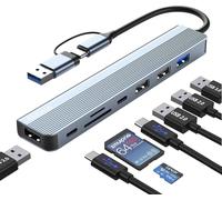 Hub USB C 3.0, Adaptateur Multiport USB Hub 3.0 8 en 1 avec SD, TF, U-S-B 3.0, U-S-B 2.0, Ports Audio 3,5 mm, Hub USBC pour MacBook Air/Pro, Galaxy, iPad, Windows, etc
