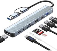 Hub USB C 3.0, Adaptateur Multiport USB Hub 3.0 8 en 1 avec SD, TF, U-S-B 3.0, U-S-B 2.0, Ports Audio 3,5 mm, Hub USBC pour MacBook Air/Pro, Galaxy, iPad, Windows, etc